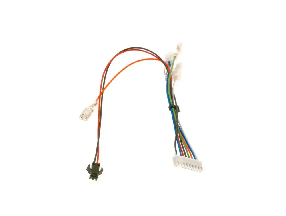 BOSCH Zündkabel mit mehreren farbigen Drähten, verbunden mit verschiedenen Steckverbindern auf einer Anschlussleitung.